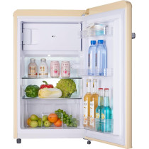 Hoover 123 Litres Single Door Retro Style Refrigerator, Compact Size Free Standing Fridge, Best For Bedroom, Office And Mini Bar, Defrost System, Freezer Compartment Inside, HSD-K123-RW (Cream), 1 Year Warranty