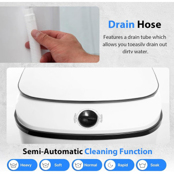 TDOO Portable Washing Machine, Tdoo Shoes Washing Machine Baby Washing Machine, Semi-Automatic Washing Machine, Blue Light Antibacterial 7.5L Capacity, Including Drain HoseSuitable For Apartment, Dorm, 1 Year Warranty