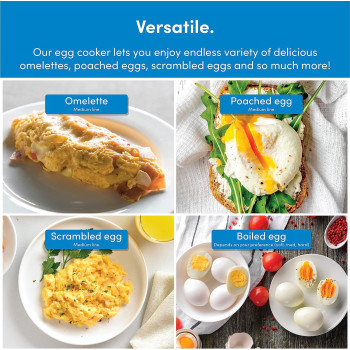 Nutricook Rapid Egg Cooker, 7 Egg Capacity Electric Egg Cooker For Boiled Eggs, Poached Eggs, Scrambled Eggs, Or Omelettes With Auto Shut Off Feature - Silver, 1 Year Warranty