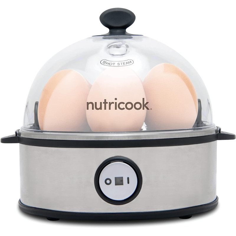 Nutricook Rapid Egg Cooker, 7 Egg Capacity Electric Egg Cooker For Boiled Eggs, Poached Eggs, Scrambled Eggs, Or Omelettes With Auto Shut Off Feature - Silver, 1 Year Warranty