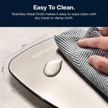 Nutricook Digital Kitchen Scale Eko, 5Kg Capacity, Stainless Steel Food Scale For Baking And Cooking - 4 Weighing Sensors, Tare Zero, Auto-Off And Auto Calibrate Function, 2 Years Warranty