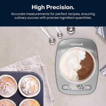 Nutricook Digital Kitchen Scale Eko, 5Kg Capacity, Stainless Steel Food Scale For Baking And Cooking - 4 Weighing Sensors, Tare Zero, Auto-Off And Auto Calibrate Function, 2 Years Warranty