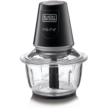 Black+Decker 400W 1.2L Vertical Glass Chopper Mincer XXL Glass Bowl Capacity With Removable Four Blade System Helps, Chop Crush Ice Mince Grind Puree Variety Of Ingredients GC400-B5, 1 Year Warranty