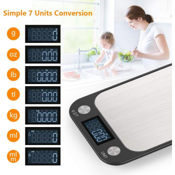 RoyalPolar Food Scale, Multifunction Digital Kitchen Scale High Accuracy Electronic Food Weight With Large Lcd Display, Stainless Steel Platform, Ulitrea Slim, From 11Lb 5Kg Up To 33Lb 15Kg (Black, 10), 1 Year Warranty