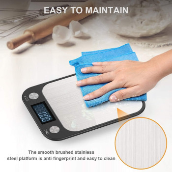 RoyalPolar Food Scale, Multifunction Digital Kitchen Scale High Accuracy Electronic Food Weight With Large Lcd Display, Stainless Steel Platform, Ulitrea Slim, From 11Lb 5Kg Up To 33Lb 15Kg (Black, 10), 1 Year Warranty