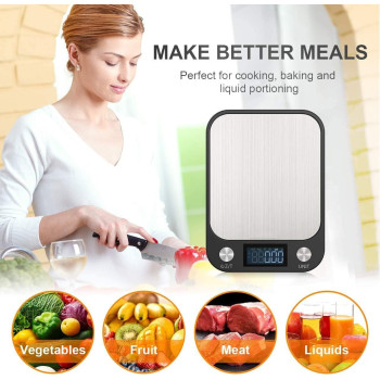 RoyalPolar Food Scale, Multifunction Digital Kitchen Scale High Accuracy Electronic Food Weight With Large Lcd Display, Stainless Steel Platform, Ulitrea Slim, From 11Lb 5Kg Up To 33Lb 15Kg (Black, 10), 1 Year Warranty
