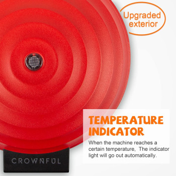 Crownful Mini Waffle Maker Machine, 4 Inch Chaffle Maker With Compact Design, Easy To Clean, Non-Stick Surface, Recipe Guide Included, Perfect For Breakfast, Dessert, Sandwich, Or Other Snacks, Red, 1 Year Warranty