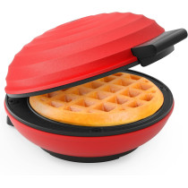 Crownful Mini Waffle Maker Machine, 4 Inch Chaffle Maker With Compact Design, Easy To Clean, Non-Stick Surface, Recipe Guide Included, Perfect For Breakfast, Dessert, Sandwich, Or Other Snacks, Red, 1 Year Warranty