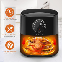 Crownful Air Fryer 4.5L 1500W 220V Air Fryers 7 Presets And 53 Recipes, Temperature And Time Control, Lcd Digital Touch Screen, Best For Frying, Grilling, Roasting, Baking, 1 Year Warranty