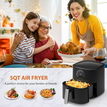 Crownful Air Fryer 4.5L 1500W 220V Air Fryers 7 Presets And 53 Recipes, Temperature And Time Control, Lcd Digital Touch Screen, Best For Frying, Grilling, Roasting, Baking, 1 Year Warranty