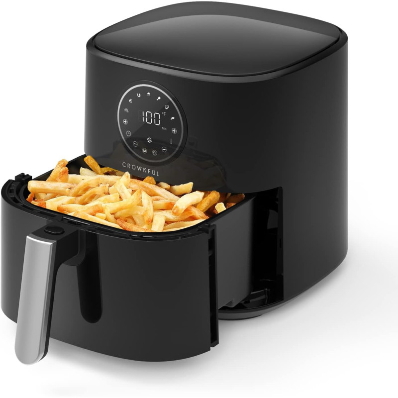 Crownful Air Fryer 4.5L 1500W 220V Air Fryers 7 Presets And 53 Recipes, Temperature And Time Control, Lcd Digital Touch Screen, Best For Frying, Grilling, Roasting, Baking, 1 Year Warranty