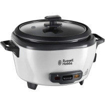 Russell Hobbs Medium Rice Cooker And Steamer, 2 Litres Capacity, Versatile Cooking For Spanish Paella, Quinoa, Keep Warm Function, Family-Sized, Non-Stick Bowl, Glass Lid, White - 27040GCC, 1 Year Warranty