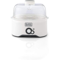 Black+Decker 280W 6 Piece Egg Cooker With Cooking Rack And 2 Poaching Pan Dry Boil Auto Shutoff Protection Transparent Cover White Body, For Perfect Eggs EG200-B5, 1 Year Warranty