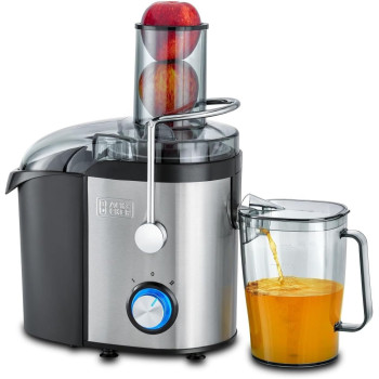 Black+Decker Juice Extractor XL Feeding Chute, 800W Power, Convenient 1.7L Large Pulp Container, 1.1L Collector And Food Pusher, Stainless Steel Body, 2 Speed Control, JE800-B5, 1 Year Warranty