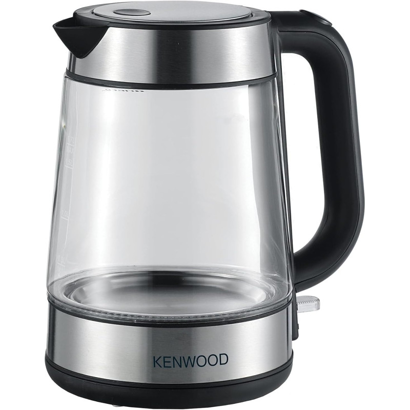 Kenwood Glass Kettle 1.7L Cordless Electric Kettle 2200W With Auto Shut-Off And Removable Mesh Filter ZJG08.000CL, Clear/Silver/Black, 1 Year Warranty