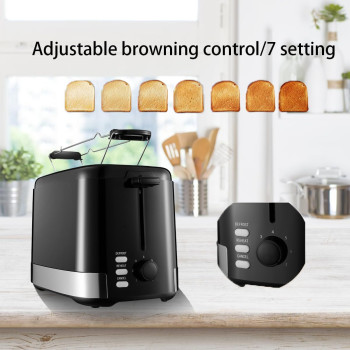 Homey Toaster - Perfectly Toasted Bread With Adjustable Browning Control And Self-Centering Function (Black), 1 Year Warranty