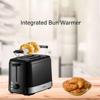 Homey Toaster - Perfectly Toasted Bread With Adjustable Browning Control And Self-Centering Function (Black), 1 Year Warranty