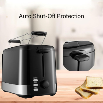 Homey Toaster - Perfectly Toasted Bread With Adjustable Browning Control And Self-Centering Function (Black), 1 Year Warranty