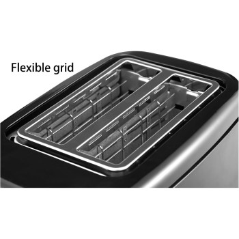 Homey Toaster - Perfectly Toasted Bread With Adjustable Browning Control And Self-Centering Function (Black), 1 Year Warranty