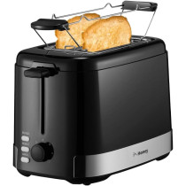 Homey Toaster - Perfectly Toasted Bread With Adjustable Browning Control And Self-Centering Function (Black), 1 Year Warranty