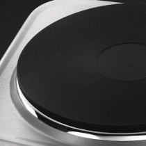 Russell Hobbs Stainless Steel 2 Plate Electric Mini Hob, 1500W Large And 750 W Small Hot Plate, Variable, Independent, Rotary Heat Controls, Neon Power Indicators, Non-Slip Feet, Silver, 15199GCC, 1 Year Warranty