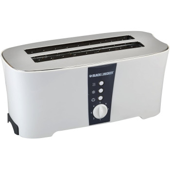 Black+Decker 1350W 4 Slice Cool Touch Toaster With Electronic Browning Control White ET124-B5, 1 Year Warranty