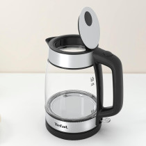 Tefal Glass Kettle, 1.7 L Electric Kettle, Concealed Heating Element, Cordless 360 Degree Design, Removable Anti-Scale Filter, Precision Spout, Easy-Viewing Water Level, Assisted Lid Opening, KI700827, 1 Year Warranty