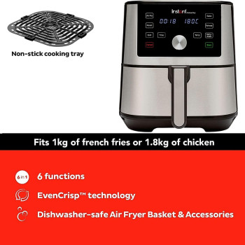 Instant Pot Vortex Plus, 1700W, 5.7L Digital Single Drawer Air Fryer With Easy To Use 6 Smart Programmes - Air Frying, Roasting, Baking, Dehydrating, Broiling, And Reheating, 2 Years Warranty
