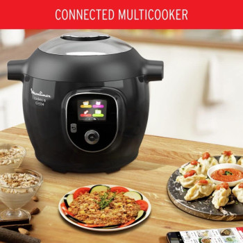 Moulinex Cookeo Plus Connect Smart, Electric Multicooker, 6 Litres, 100 Built-In Recipes, Bluetooth-Connected App, Black, 1220-1450 Watts, CE857827, 1 Year Warranty
