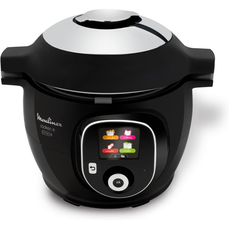 Moulinex Cookeo Plus Connect Smart, Electric Multicooker, 6 Litres, 100 Built-In Recipes, Bluetooth-Connected App, Black, 1220-1450 Watts, CE857827, 1 Year Warranty