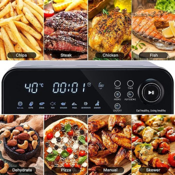 Cusimax 14.5L Large Digital Air Fryer 8-In-1 Countertop Airfryer Qven For Home Use With Led Touchscreen, For Fryer Dehydrate Rotisserie Roast Bake Without Oil, Accessories Included, 1600W, 1 Year Warranty