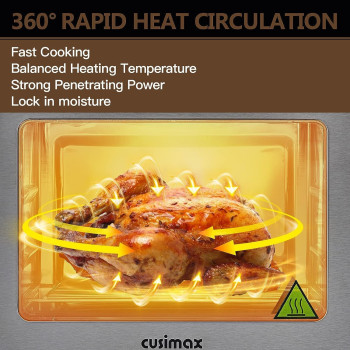 Cusimax 14.5L Large Digital Air Fryer 8-In-1 Countertop Airfryer Qven For Home Use With Led Touchscreen, For Fryer Dehydrate Rotisserie Roast Bake Without Oil, Accessories Included, 1600W, 1 Year Warranty