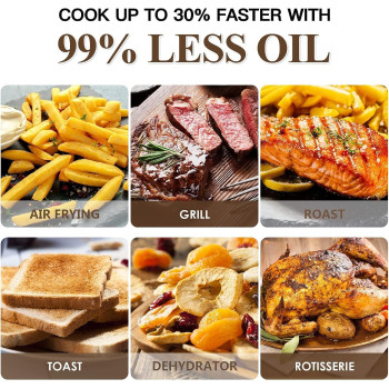 Cusimax 14.5L Large Digital Air Fryer 8-In-1 Countertop Airfryer Qven For Home Use With Led Touchscreen, For Fryer Dehydrate Rotisserie Roast Bake Without Oil, Accessories Included, 1600W, 1 Year Warranty