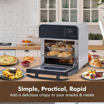 Cusimax 14.5L Large Digital Air Fryer 8-In-1 Countertop Airfryer Qven For Home Use With Led Touchscreen, For Fryer Dehydrate Rotisserie Roast Bake Without Oil, Accessories Included, 1600W, 1 Year Warranty