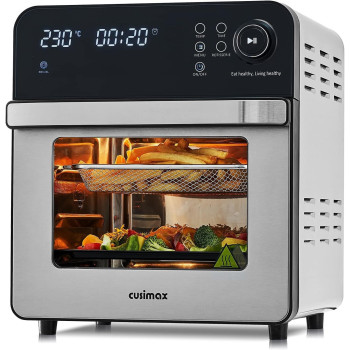 Cusimax 14.5L Large Digital Air Fryer 8-In-1 Countertop Airfryer Qven For Home Use With Led Touchscreen, For Fryer Dehydrate Rotisserie Roast Bake Without Oil, Accessories Included, 1600W, 1 Year Warranty