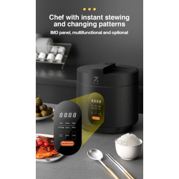 Zolele EP301 Multifunctional Electric Pressure Cooker Smart And Convenient 3L Capacity Timer Rice Cooker Digital Display With 10 Preset Cooking Functions, Keep Warm Function, Automatic Shut-Off, Black, 1 Year Warranty