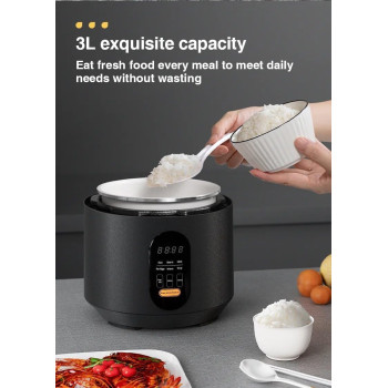 Zolele EP301 Multifunctional Electric Pressure Cooker Smart And Convenient 3L Capacity Timer Rice Cooker Digital Display With 10 Preset Cooking Functions, Keep Warm Function, Automatic Shut-Off, Black, 1 Year Warranty
