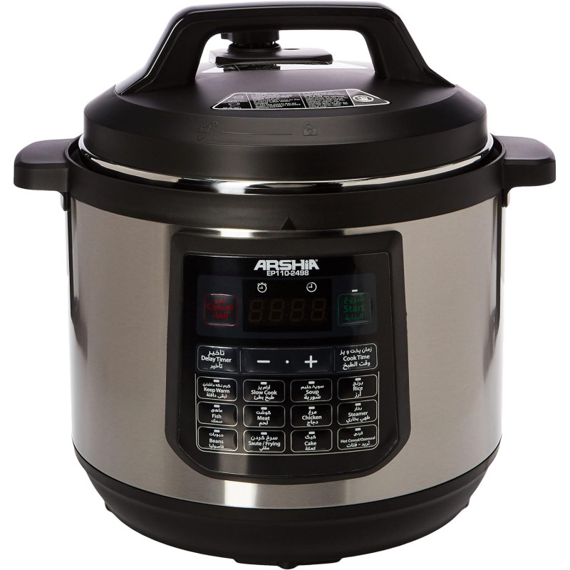 Arshia 8L Digital Pressure Cooker - Black - EP110, Min 1 Year Manufacturer Warranty