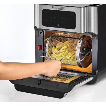 Black+Decker XL Digital Air Fryer Oven 1500W 12L, 10 Presets 360 Degree Rapid Air Convection Tech Temp-Time Control For Little No-Oil Healthy Frying Grilling RoastingAnd Baking AOF100-B5, 1 Year Warranty