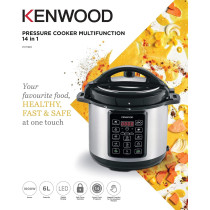 Kenwood 14-In-1 Electric Pressure Cooker 6L 1000W Multifunctional Programmable Multicooker With Safety Feature, 14 Smart Cook Programs, Manual Function For Personalised Recipes PCM60, Black And Silver, 1 Year Warranty