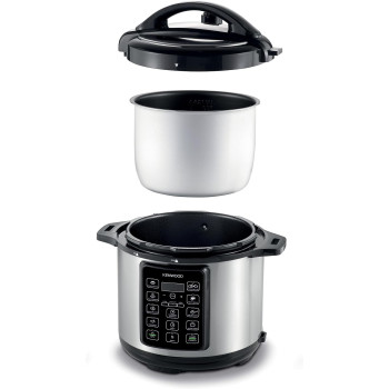 Kenwood 14-In-1 Electric Pressure Cooker 6L 1000W Multifunctional Programmable Multicooker With Safety Feature, 14 Smart Cook Programs, Manual Function For Personalised Recipes PCM60, Black And Silver, 1 Year Warranty