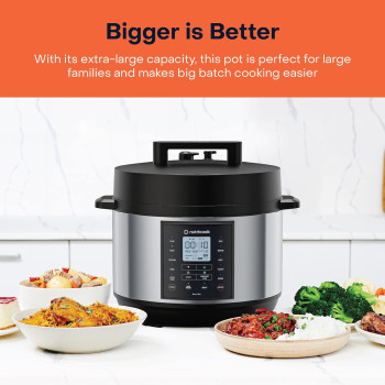 Nutricook Smart Pot 2 Plus 1500 Watts - 9 Appliances In 1, Pressure Cooker, Slow Cooker, Rice Cooker, Steamer, Saute Pot, Yogurt Maker, Soup Maker, Cake Maker, Food Warmer, 9.5L, Brushed SS Black, 1 Year Warranty