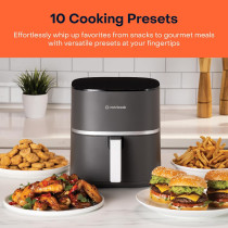 Nutricook Air Fryer Essentials Digital By Caliber Brands, Procyclone Technology, 5.2L Capacity, 10 Cooking Presets, Afe152D-G, Grey, 1500 Watts, 2 Year Warranty