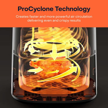 Nutricook Air Fryer Essentials Classic Vision By Caliber Brands, With Clear Window And Internal Light, Procyclone Technology, 5.2L Capacity, 2 Control Knobs, AFE152M-G, Grey, 1500 Watts, 2 Year Warranty