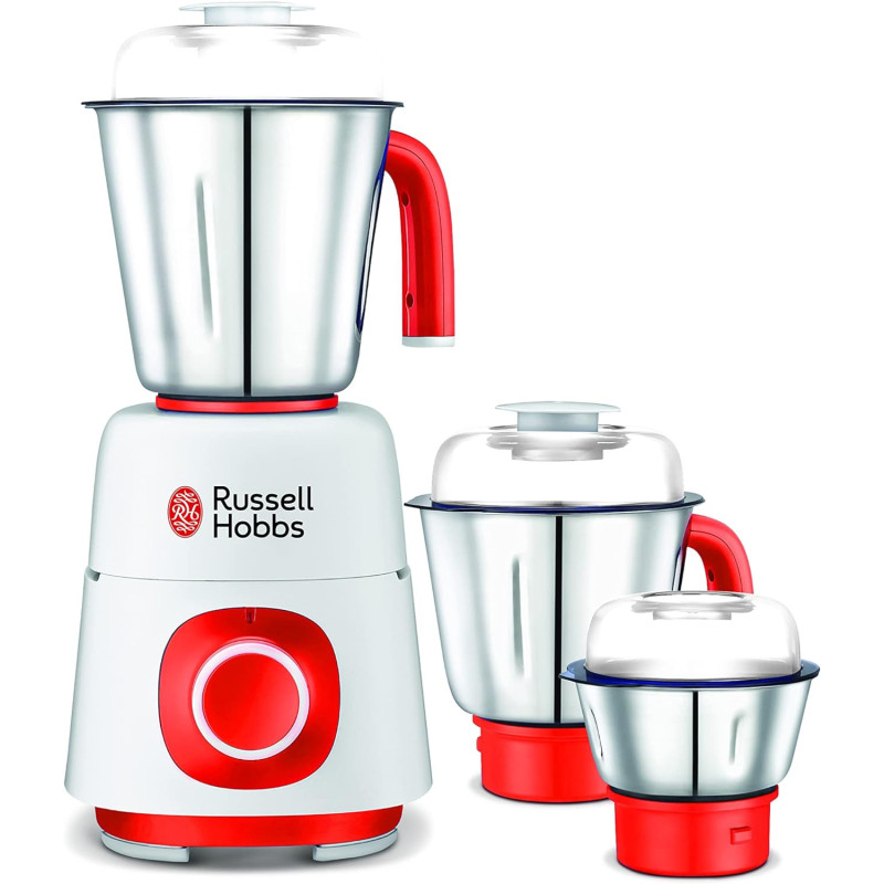 Russell Hobbs 3-In-1 Mixer Grinder Power 550W Multifunctional Grinder With St. Steel Jars And Blades-3 Speed, Safety Twist Lock-Perfect For Dry And Wet Fine Grinding, Mixing And Juicing -MG42504, White, 1 Year Warranty