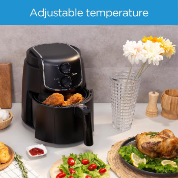 Midea 4.7L XL Air Fryer 1500W With Dual Cyclone Rapid Hot Technology For Frying, Grilling, Broiling, Roasting, Baking, Toasting, Timer Up To 60 Minutes And Temperature Control Up To 200 Degreec - MFTN40D2, 1 Year Warranty