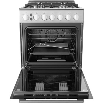 Midea 60X60Cm Freestanding Cooker With Convection Fan, Full Gas Cooking Range With 4 Burners, Automatic Ignition And Full Safety, Cast Iron Pan Support, Double Knob For Grill And Oven Control, EME6060-C, 1 Year Warranty