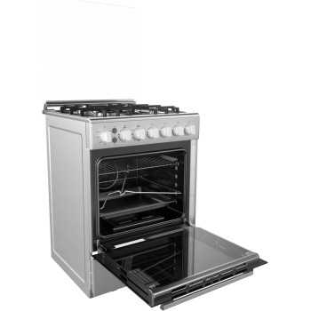 Midea 60X60Cm Freestanding Cooker With Convection Fan, Full Gas Cooking Range With 4 Burners, Automatic Ignition And Full Safety, Cast Iron Pan Support, Double Knob For Grill And Oven Control, EME6060-C, 1 Year Warranty