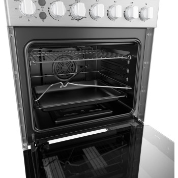 Midea 60X60Cm Freestanding Cooker With Convection Fan, Full Gas Cooking Range With 4 Burners, Automatic Ignition And Full Safety, Cast Iron Pan Support, Double Knob For Grill And Oven Control, EME6060-C, 1 Year Warranty