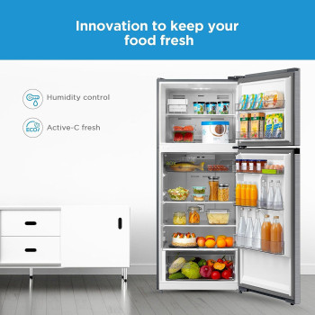 Midea 580L Gross Top Mount Double Door Refrigerator MDRT580MTE46, 2 Doors Frost Free Fridge Freezer With Smart Sensor And Humidity Control, Active-C Fresh, Multi-Air Flow, Electronic Silver, Large, 1 Year Warranty